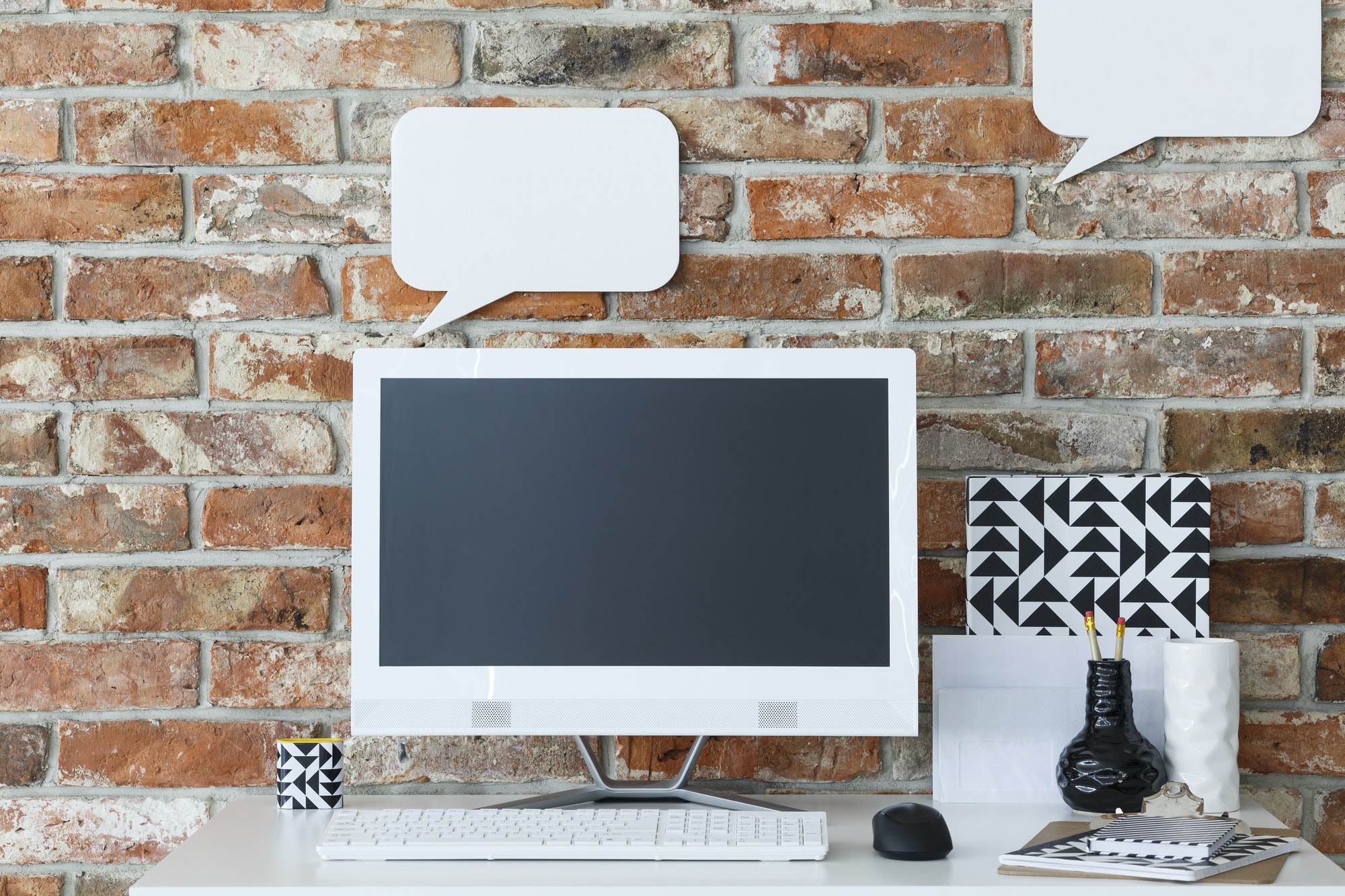 Desk with computer