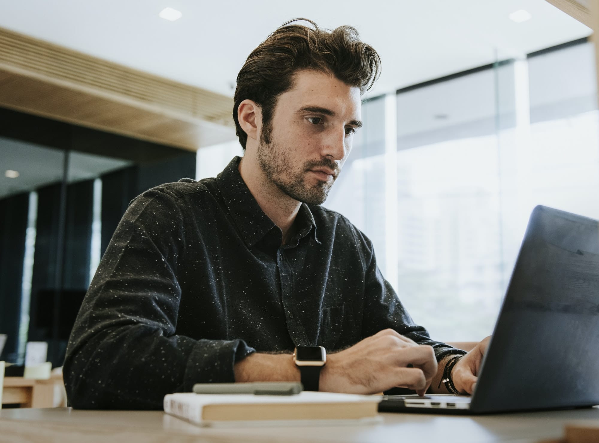 Man working on a computer